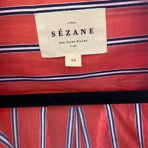 Sezane Max Shirt Red And Ecru Stripes - Size 4